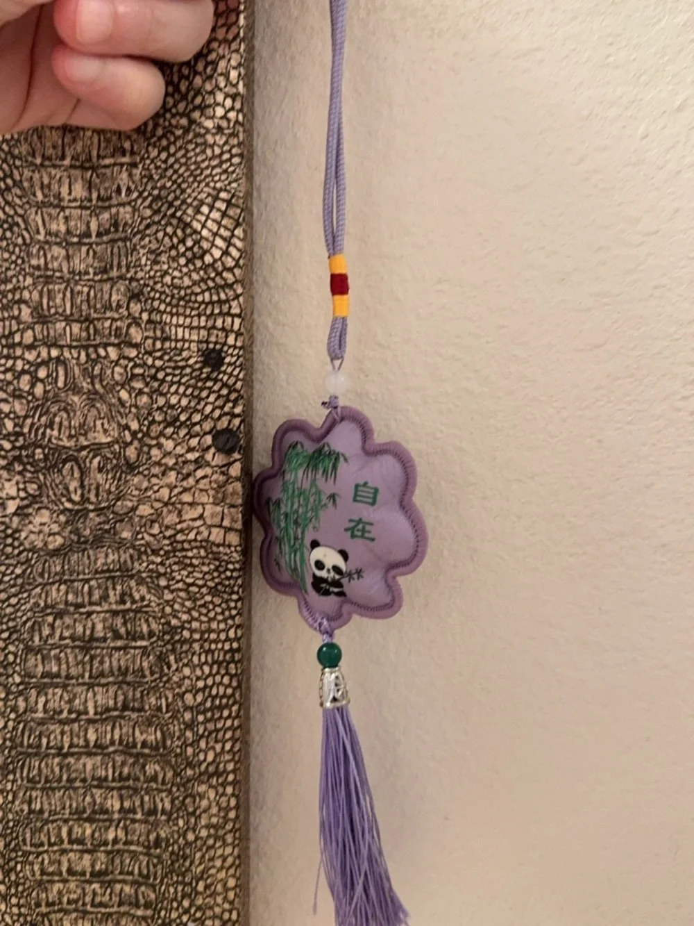 Cute Purple Panda & Bamboo Car Charm / Wall Hanging 12 inch